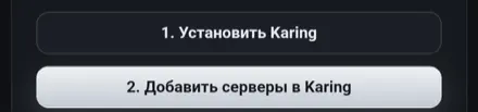 Кнопки «1. Установить Karing» и «2. Добавить серверы в Karing» в кабинете